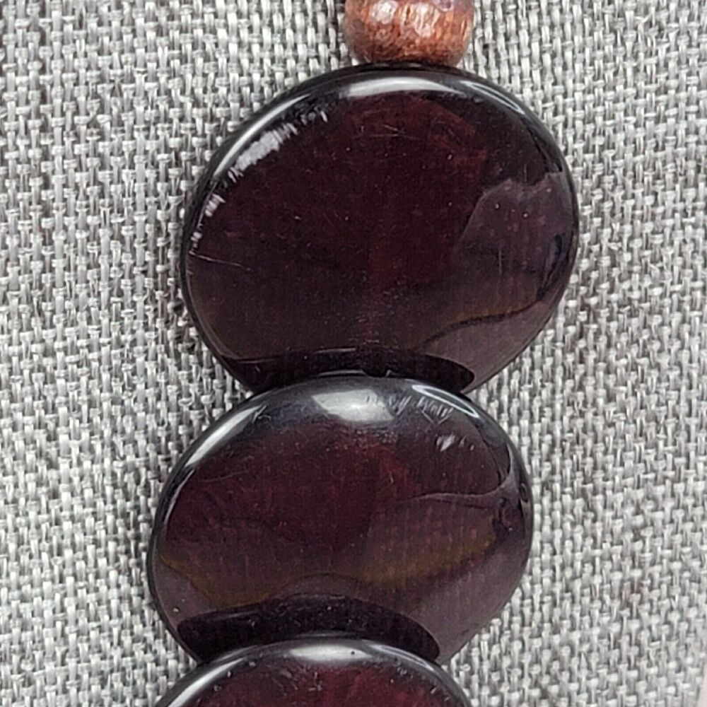 Vintage Purple Lucite Necklace Graduated Round Disc Wood Beads Bundle of Two - Picture 13 of 15